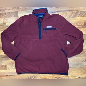 Vineyard Vines Men’s XXL Burgundy Fleece Quarter Snap Pullover Whale Logo